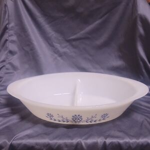 Vintage MG10 McKee Blue and white Floral Divided Dish. Fairly good condition